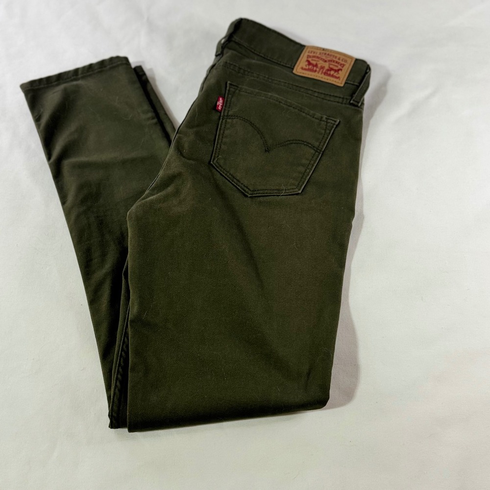 Levi's 711 Skinny Pants Womens 28 Olive Green Twill Mid Rise Stretch 18881-0006